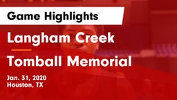 Langham Creek  vs Tomball Memorial Game Highlights - Jan. 31, 2020