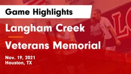 Langham Creek  vs Veterans Memorial  Game Highlights - Nov. 19, 2021