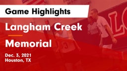 Langham Creek  vs Memorial  Game Highlights - Dec. 3, 2021