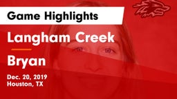 Langham Creek  vs Bryan  Game Highlights - Dec. 20, 2019
