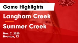 Langham Creek  vs Summer Creek  Game Highlights - Nov. 7, 2020