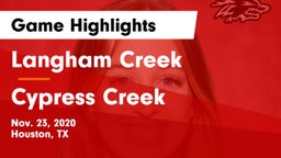Langham Creek  vs Cypress Creek  Game Highlights - Nov. 23, 2020