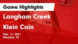 Langham Creek  vs Klein Cain  Game Highlights - Feb. 11, 2021