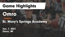 Omro  vs St. Mary's Springs Academy  Game Highlights - Jan. 7, 2021