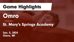 Omro  vs St. Mary's Springs Academy  Game Highlights - Jan. 5, 2024