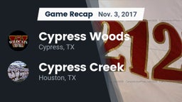 Recap: Cypress Woods  vs. Cypress Creek  2017