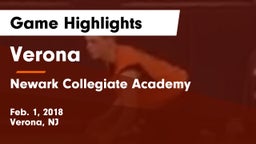 Verona  vs Newark Collegiate Academy  Game Highlights - Feb. 1, 2018