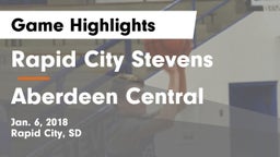 Rapid City Stevens  vs Aberdeen Central  Game Highlights - Jan. 6, 2018