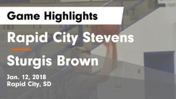 Rapid City Stevens  vs Sturgis Brown  Game Highlights - Jan. 12, 2018