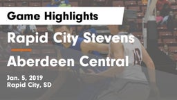 Rapid City Stevens  vs Aberdeen Central  Game Highlights - Jan. 5, 2019