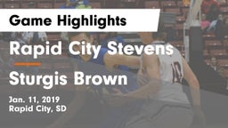 Rapid City Stevens  vs Sturgis Brown  Game Highlights - Jan. 11, 2019