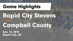 Rapid City Stevens  vs Campbell County  Game Highlights - Jan. 12, 2019