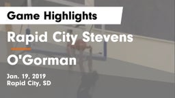 Rapid City Stevens  vs O'Gorman  Game Highlights - Jan. 19, 2019