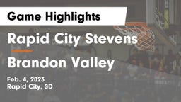 Rapid City Stevens  vs Brandon Valley  Game Highlights - Feb. 4, 2023