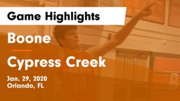 Boone  vs Cypress Creek  Game Highlights - Jan. 29, 2020