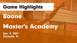 Boone  vs Master's Academy  Game Highlights - Jan. 9, 2021