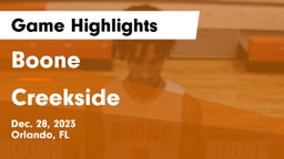 Boone  vs Creekside  Game Highlights - Dec. 28, 2023
