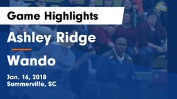 Ashley Ridge  vs Wando  Game Highlights - Jan. 16, 2018