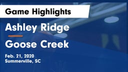 Ashley Ridge  vs Goose Creek  Game Highlights - Feb. 21, 2020