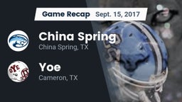 Recap: China Spring  vs. Yoe  2017