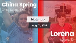 Matchup: China Spring High vs. Lorena  2018