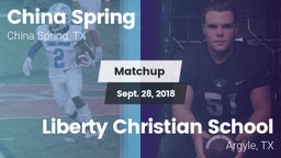 Matchup: China Spring High vs. Liberty Christian School  2018