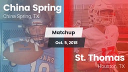 Matchup: China Spring High vs. St. Thomas  2018