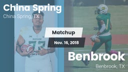 Matchup: China Spring High vs. Benbrook  2018