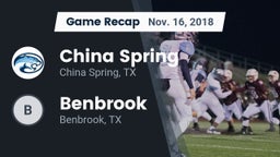 Recap: China Spring  vs. Benbrook  2018
