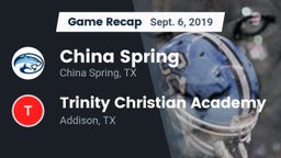 Recap: China Spring  vs. Trinity Christian Academy  2019
