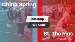 Matchup: China Spring High vs. St. Thomas  2019