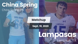 Matchup: China Spring High vs. Lampasas  2020