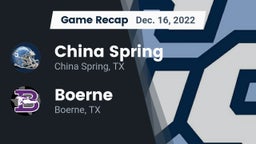 Recap: China Spring  vs. Boerne  2022
