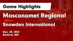 Masconomet Regional  vs Snowden International  Game Highlights - Dec. 28, 2022