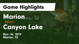 Marion  vs Canyon Lake  Game Highlights - Nov. 26, 2019