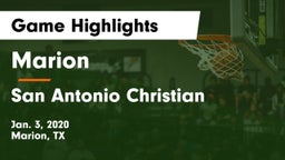 Marion  vs San Antonio Christian  Game Highlights - Jan. 3, 2020