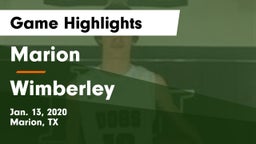 Marion  vs Wimberley  Game Highlights - Jan. 13, 2020