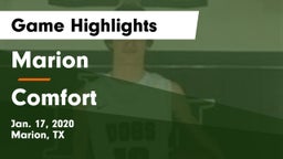 Marion  vs Comfort  Game Highlights - Jan. 17, 2020