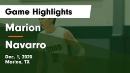 Marion  vs Navarro  Game Highlights - Dec. 1, 2020
