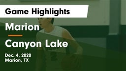 Marion  vs Canyon Lake  Game Highlights - Dec. 4, 2020