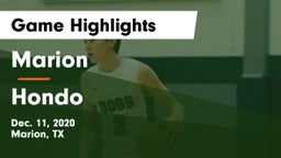 Marion  vs Hondo  Game Highlights - Dec. 11, 2020