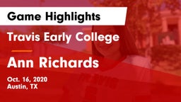 Travis Early College  vs Ann Richards  Game Highlights - Oct. 16, 2020