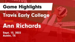 Travis Early College  vs Ann Richards  Game Highlights - Sept. 13, 2022