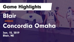 Blair  vs Concordia Omaha Game Highlights - Jan. 15, 2019