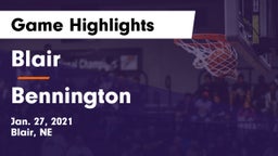 Blair  vs Bennington  Game Highlights - Jan. 27, 2021