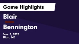 Blair  vs Bennington  Game Highlights - Jan. 3, 2020