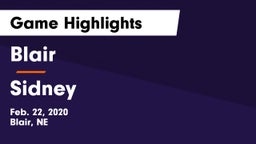 Blair  vs Sidney  Game Highlights - Feb. 22, 2020