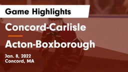 Concord-Carlisle  vs Acton-Boxborough  Game Highlights - Jan. 8, 2022