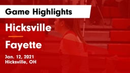 Hicksville  vs Fayette  Game Highlights - Jan. 12, 2021