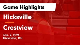 Hicksville  vs Crestview  Game Highlights - Jan. 2, 2021